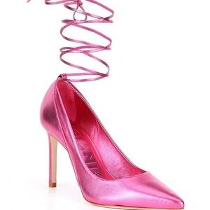 Antonio Melani Pink Chrome Lace Up Pump